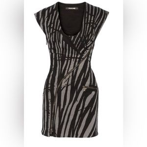 Roberto Cavalli Tiger-print denim mini dress size 40IT